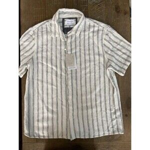 Denim & Flower Ricky Singh Men's Shirt Short Sleeve Button Down Striped NWT L